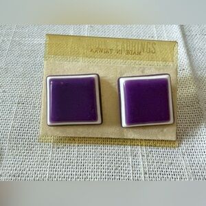 Vintage Purple Square Earrings